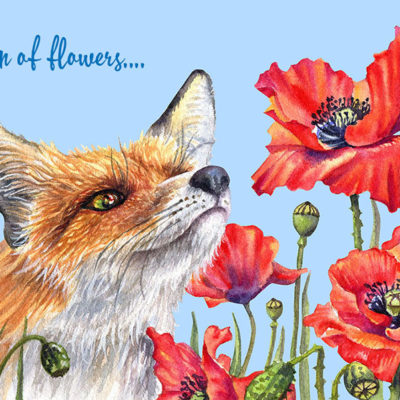 Fox loves flowers